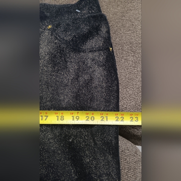 Michael Kors Foil Black Gold Metallic Leggings Sz 2X Stretch Figure Flattering - Picture 9 of 10